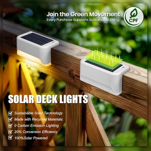 SOLPEX Solar Deck Lights Outdoor,Fence Lights Waterproof,16 Pack Warm White - Image 3