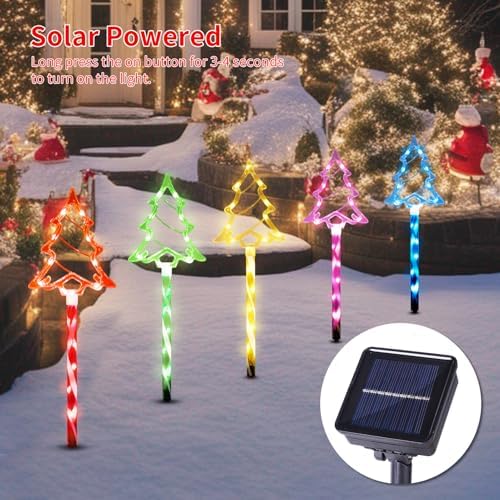 BRIGHTDECK Solar Christmas Tree Pathway Lights Outdoor Decorations, 10 Pack - Image 5
