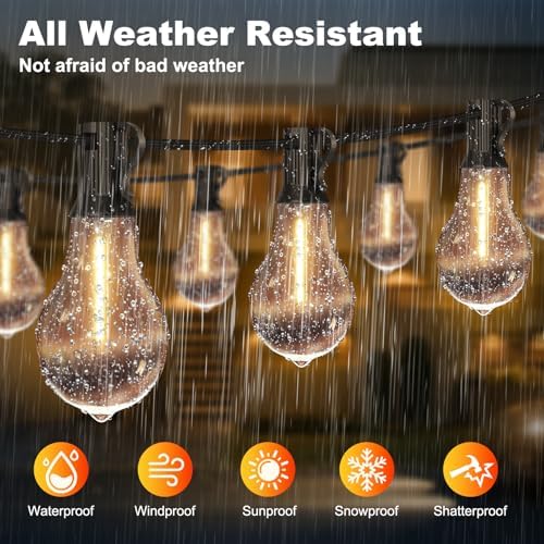 75FT Outdoor String Lights with 35 Bulbs(2FT Spacing), 3 Spare Bulbs - Image 3