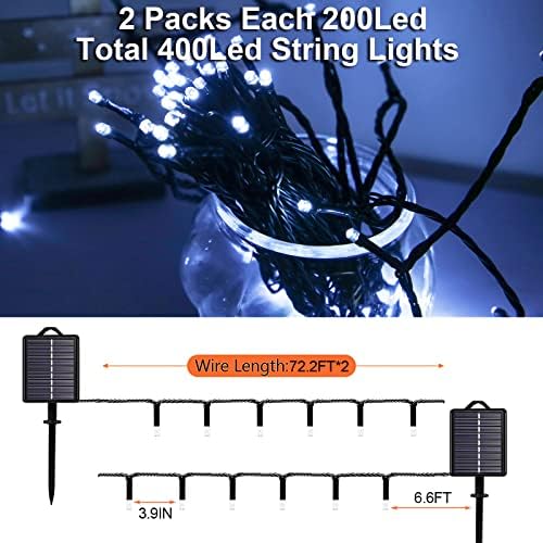 Solar Christmas String Lights, Cool White 200Led Outdoor Waterproof - Image 7