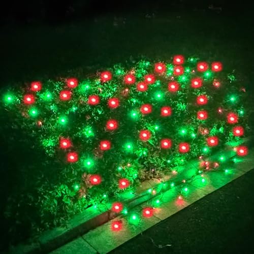 LED Christmas Net Lights Outdoor, UL Certified, 144LED 6ftx6ft, Green Wire, Connectable Waterproof Mesh Light for Christmas Party, Yard, Shrubs and Bushes Decorations (Red&Green) - Image 7