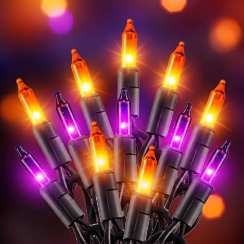 20FT 100Ct Purple Orange Halloween Lights for Outdoor Indoor Decorations by Brightown