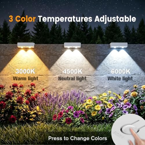 Bridika Solar Deck Lights Outdoor 12 Pack, Bright Solar Fence Lights with Lens, 3 Color Modes IP65 Waterproof Large Size Step Lights for Outside, Fence, Stair, Backyard, Patio, Wall White - Image 2