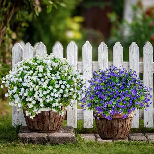AXYLEX Artificial Flowers for Outdoors, 12 Bundles Fake Plants (White) - Image 6