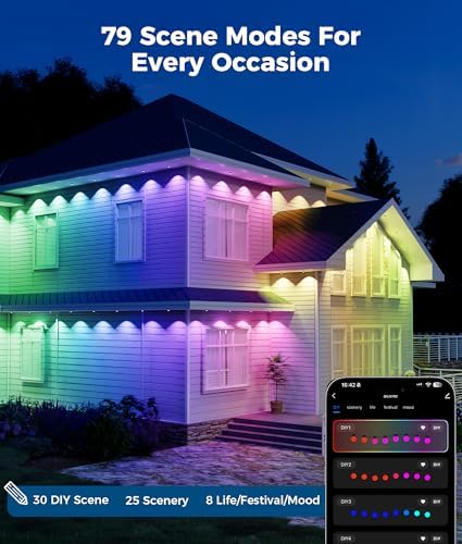 DeckTok Permanent Christmas Lights Outdoor, 100ft RGB & 60pcs LED Lights - Image 4