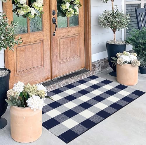 Blue and White Layered Doormat,27.5"x43.3"Fall Door Mat Outdoor For Porch - Image 6