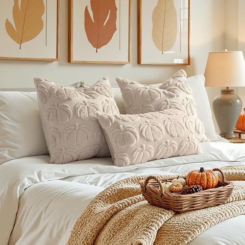 MIULEE Fall Pillow Covers Pumpkin Fall Decor 24x24 Beige - Image 4