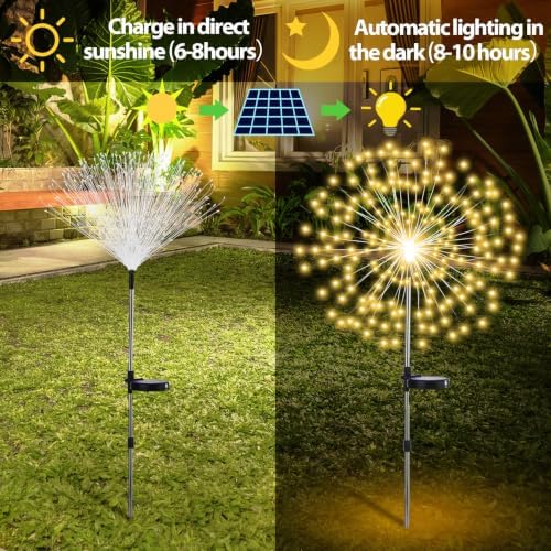 Tujoe 4 Pack Halloween Outdoor Garden Decoration Solar Firework Lights - Image 2