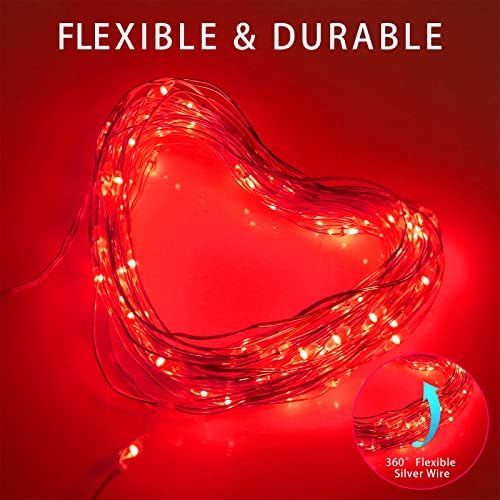 Solar Christmas Halloween Fairy Lights String, Red 100Led Outdoor - Image 5