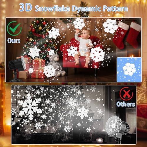 Snowflake Christmas Projector Lights Outdoor, Dynamic 3D Snowflake Projection Light for Indoor Outdoor Christmas Decoration, Waterproof Led 2025 Upgraded - Image 4