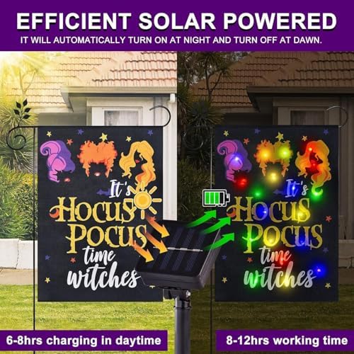 Halloween Lighted Garden Flag, Hocus Pocus Yard Decor, 12x18 in - Image 3