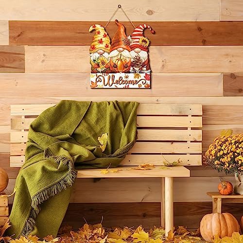 Boao Gnome Fall Welcome Door Hanger, Gnome Maple Leaf Wooden Sign Decor - Image 6