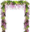 Lvydec Wisteria Artificial Flowers Garland, 4 Pcs Total 28.8ft Artificial Wisteria Vine Silk Hanging Flower for Home Garden Outdoor Ceremony Wedding Arch Floral Decor (Purplish Red) by Lvydec