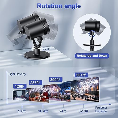 2025 MuliVid Christmas Projector Lights Outdoor, Double Head Snowfall LED Lights Waterproof, Outdoor Christmas Snowflake Projector Light for Xmas Holiday Party, Patio, Garden Decoration - Image 3