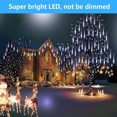 Purtuemy Outdoor Christmas Lights 40 Tube Meteor Shower Rain Lights - Image 3
