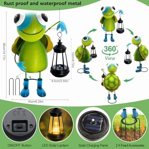 Solar Garden Lights Turtle with Solar Lantern,Turtle Statue Decor - Image 3