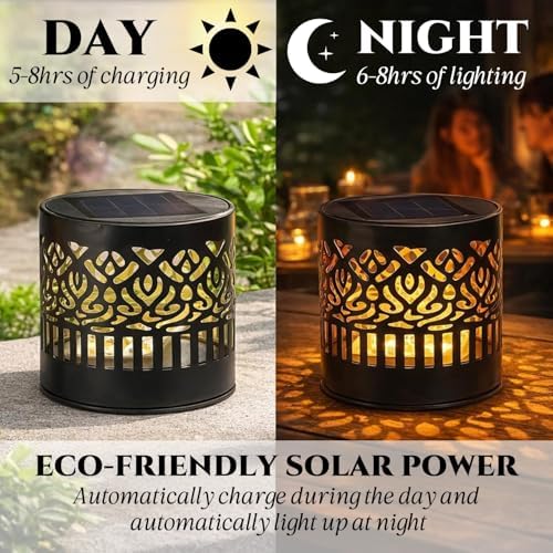 Decorative Solar Mandala Lights, Solar Mandala Lights Outdoor, Mandala Theme Waterproof Fence Light for Garden Post Patio Backyard Yard Decor (2PCS, Warm White - Image 4
