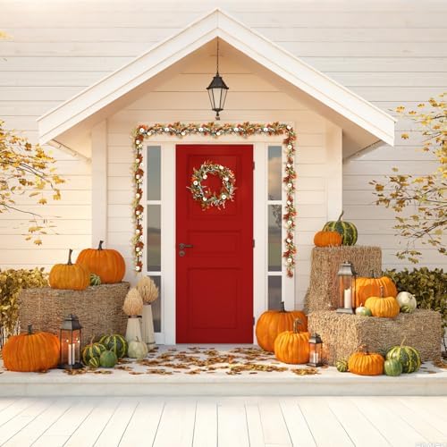 Jutom 12 ft Thanksgiving Garland for Mantle, Fall Wreath with Pumpkin Eucalyptus Leaves Maples Berry Autumn Garland Decorations for Home Porch Fireplace Table Centerpiece Outdoor Decor - Image 5