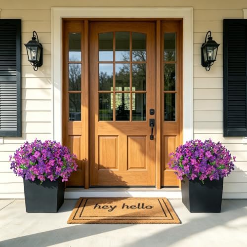INXUGAO Artificial Faux Plants Flowers Outdoor Spring Summer Decoration, 12 Bundles Fake Silk Colorful Daisy Eucalyptus Realistic UV Resistant for Outside Home Planter Porch Patio Yard Decor (Purple) - Image 3