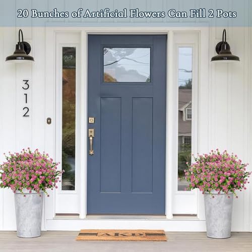 NETAP Outdoor Artificial Flowers UV Resistant, 20 Bundles Fake Realistic Floral Greenery Plants for Outside Porch, Window Boxes, Garden, Yard, Inside Home Table Decor, Pink - Image 3