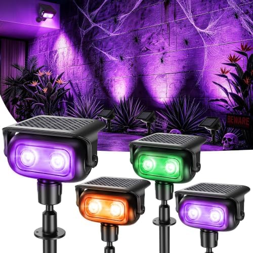 Brizled Solar Halloween Spot Light Outdoor, 4 Pack Color Changing Spotlight by Brizled