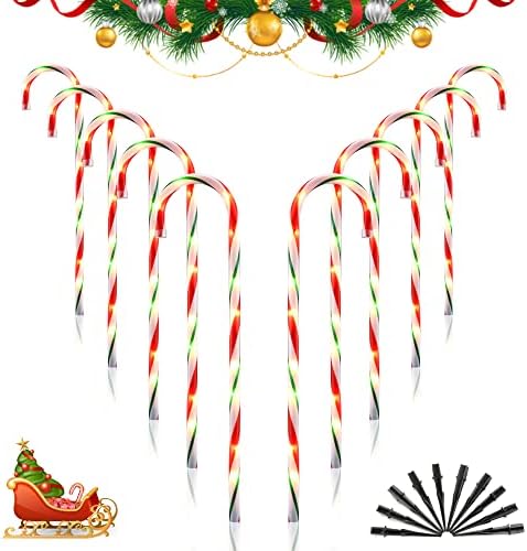 26" Christmas Decorations Outside Candy Cane Lights (10 Pack), Red & Green by J-HVA