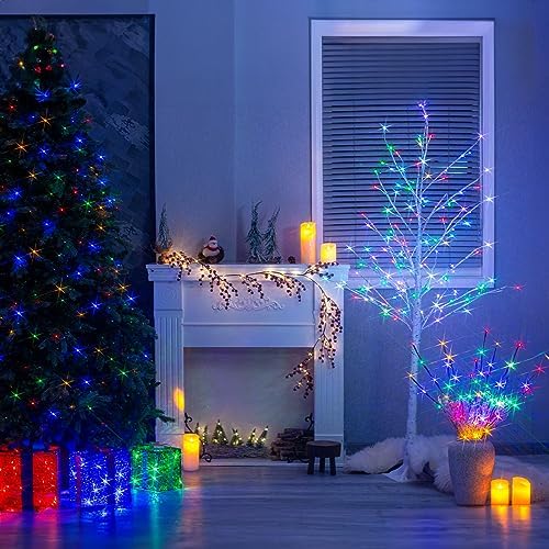 Vanthylit Pre-lit 3PK Christmas Twig Branches Pathway Lights with 30'' 60 LED Multi Color Bulbs Waterproof Plug in Brown Willow Branch Lights for Outdoor and Indoor Decor - Image 3