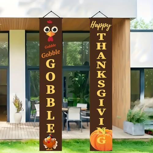 HOMETITUTE Gobble Thanksgiving Porch Banner Set 12 x 71 Inch 2 Pack - Image 4