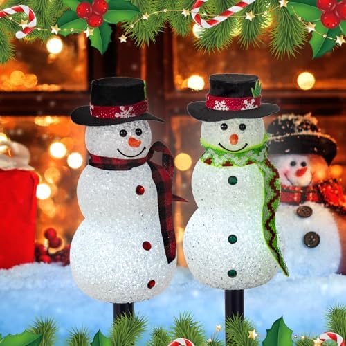 Christmas Snowman Solar Pathway Lights Outdoor Decorations, 6 Pack - Image 4