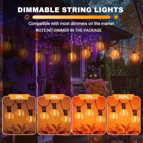 LAMPHOME LED Outdoor String Light, 26Feet Patio Lights with 12+1 Edison Shatterproof Bulbs(1Spare), UL Waterproof Outside Lights connectable Dimmable for Backyard Porch Decor,Orange - Image 4
