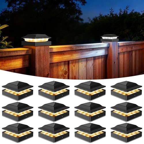 Solar Post Cap Lights for 4x4 Wood/Vinyl Posts, 12 Pack by Unknown