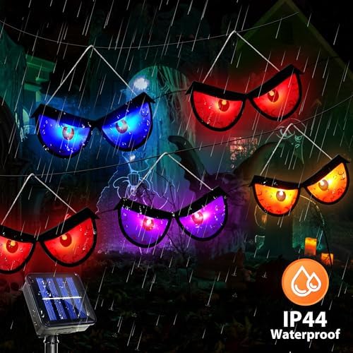 Solar Halloween Lights Spooky Eyes for Bushes, 5 Pairs Flashing Glowing Eyes Halloween Decorations Outdoor, Blinking Eye Lights for Yard Decorations (Multicolor) - Image 5