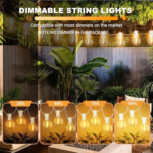 LAMPHOME 26 Feet LED Outdoor String Lights with 12+1 Shatterproof G40 Edison Bulbs, Connectable and Weatherproof Strand, Commercial Grade Patio Lights for Backyard Decorative, Warm White - Image 5