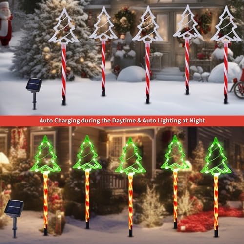 BRIGHTDECK Solar Christmas Tree Pathway Lights Outdoor Decorations, 5 Pack - Image 4