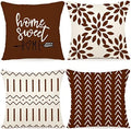 YCOLL Pillow Covers 16x16 Set of 4, Modern Sofa Throw Pillow Cover, Decorative Outdoor Linen Fabric Pillow Case for Couch Bed Car, Coffee by PillowCoversExpert