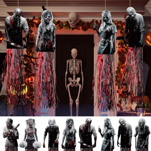 DoubleFill 8 Pcs Zombie Halloween Hanging Decorations, Windsocks Scary - Image 4
