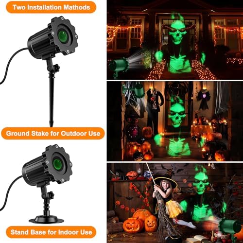 Halloween Projector Lights Outdoor Indoor - 3D Dynamic Green Skull Ghost Projector Decorations Lights, Waterproof Halloween Light for Window, Ground, Roof, Wall,Cemetery, Halloween Decor - Image 4
