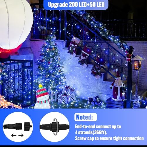 JMEXSUSS 250 LED Blue & White Christmas Lights, 91.5ft String Light Plug in - Image 3