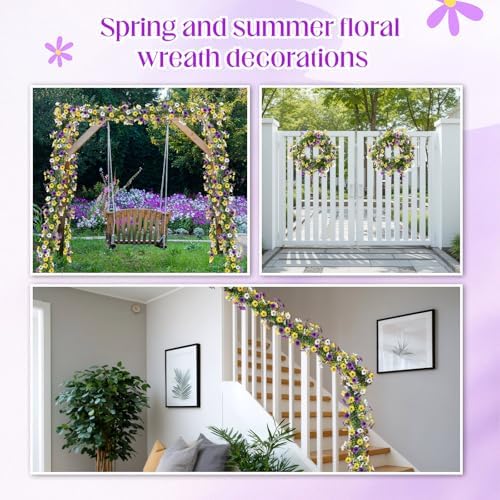 2 Pcs 6 ft Artificial Flowers Wisteria Garland, Purple Yellow - Image 6