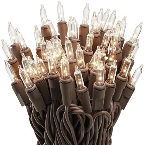 612 Vermont 100 Clear Incandescent Christmas String Lights Brown Wire Cord by 612Vermont