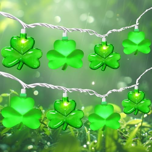 8.5Ft LED St Patricks Day Lights Shamrock Lights Plug in Lucky Shamrock String Lights Clover String Lights Outdoor Waterproof for St. Patrick's Day Decorations for Bedroom Home Garden Party, 0.48W by SOTOPOO