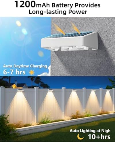JOFIOS Solar Fence Lights Outdoor, 8 Pack, 9 Fixed Colors ＆ Color Changing LED Light Solar Powered Waterproof IP65 Dusk-to-Dawn Vinyl Fence Lights for Patio, Railing, Pool, Porch, Backyard, Wall - Image 5