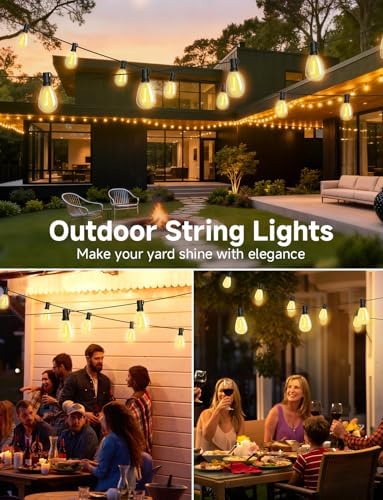 Likesky 50FT LED Outdoor String Lighats with Remote Waterproof Patio Lights with Shatterproof S11 Bulbs, Dimmable Outside Hanging Light Connectable for Porch Backyard Yard Garden Decor 2700K - Image 7