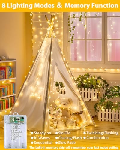 8 Pack 60 LED Fairy Lights Battery Operated with Remote, 20 FT Warm White - Image 6