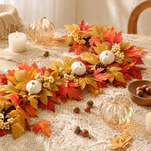 MUMTOP Lighted Fall Garland Maple Pumpkins, 6FT Thanksgiving Harvest Decor - Image 6