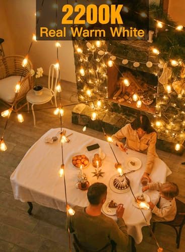 Ollny Outdoor String Lights 160FT, Shatterproof Connectable Patio Lights with 80+4 Spare ST38 Vintage Bulbs, 2200K Warm White Waterproof Outside Hanging Light for Yard Camping Gazebo Porch Balcony - Image 5