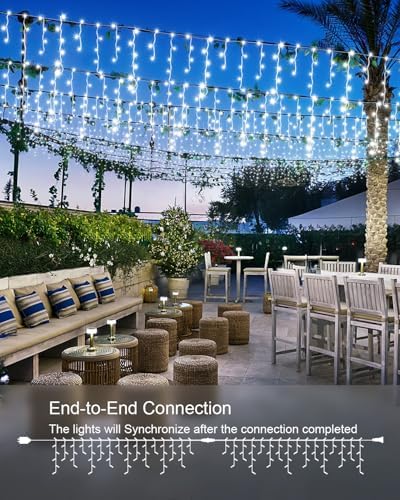 Christmas Lights Outdoor, 53 FT 486 LED Christmas Light for Outside, Timer & Memory, Plug in 8 Modes Hanging Fairy Light with 108 Drops for House Eaves Yard Patio Holidays Decorations, Cool White - Image 2