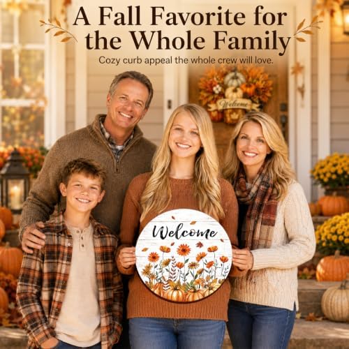 Fall Door Decor Wooden Pumpkin Welcome Sign for Front Door - Image 6