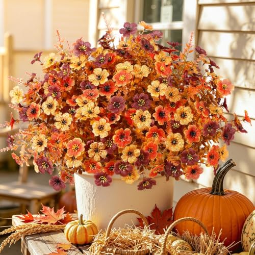 SHareconn 48Pcs Artificial Fall Flowers UV Resistant Fake Mums for Outdoors - Image 4