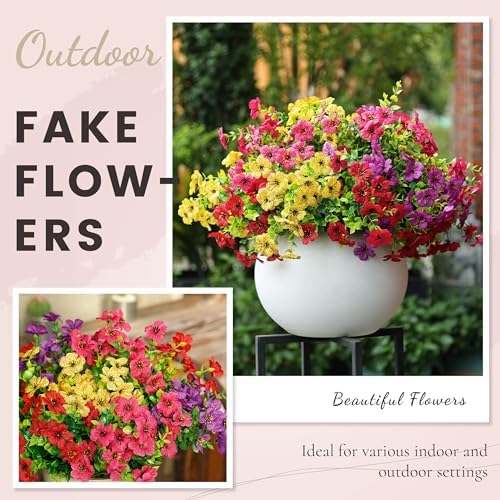 Der Rose 12 Bundles Artificial Flowers for Outdoors Fake Flowers Plants Spring Summer Decoration UV Resistant for Outside Home Porch Patio Garden Decor - Image 5